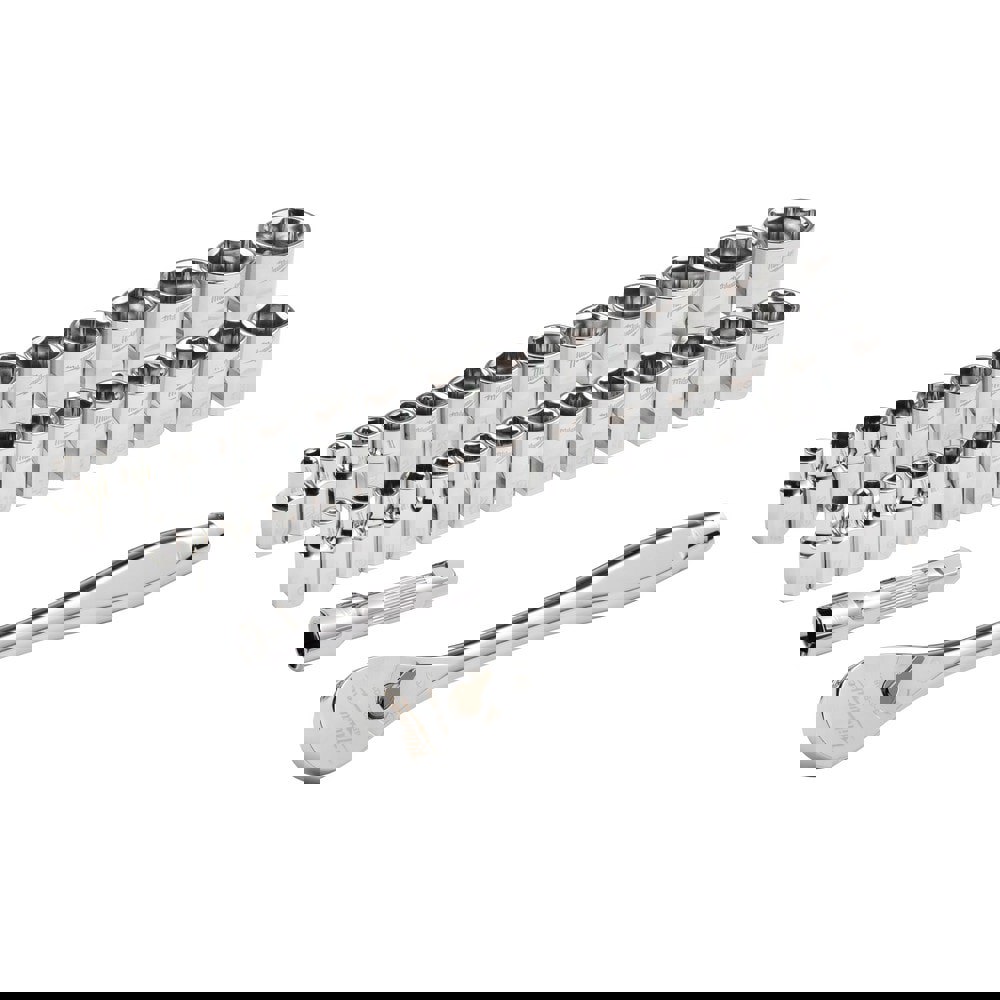 Ratchet Socket Set: 29 Pc, 3/8